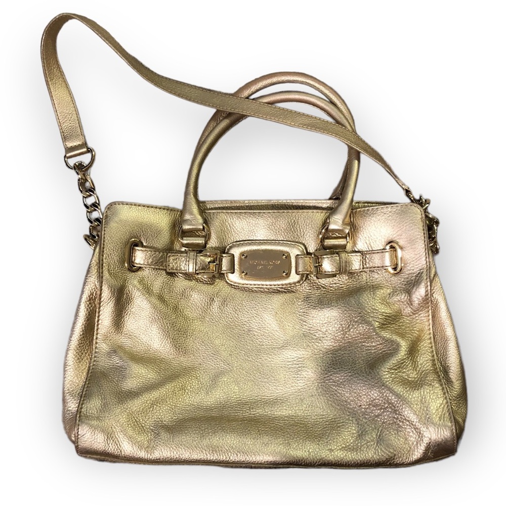 Michael Kors gold leather Hamilton bag